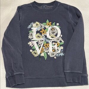 Navy Floral LOVE Graphic Sweatshirt size PM